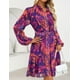 thumbnail image 5 of Vestido ZESICA Minivestido floral de manga larga de otoño 2025, morado, 5 of 6