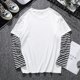 thumbnail image 1 of Moda hombres mujeres manga larga cuello redondo falso dos camiseta 2 colores liso negro y blancopangjing, 1 of 3