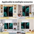 thumbnail image 6 of Teal Blue Rose Kitchen Curtains Small Short 39 Inch Length, Vintage Abstract Garden Flower Floral Black Bedroom Living Room Curtains, Light Filtering Cafe Curtain Drapes 2 Panels Set 55''x39'', 6 of 9