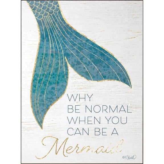 Why Be Normal Be A Mermaid Mystical Blue 16 x 12 MDF Decorative Wall Sign Plaque