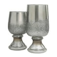 thumbnail image 5 of DecMode 2 Candle Gray Glass Tinted Candle Holder with Textured Exterior, Set of 2, 5 of 7
