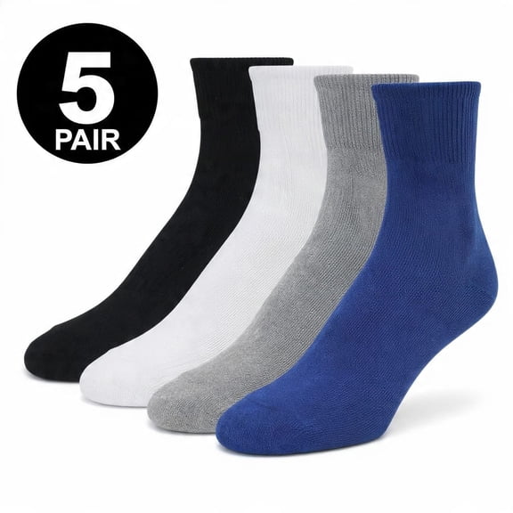 Unisex Cotton Ankle Length Socks for Men & Women, Solid Colors, Soft Breathable, Pack of 5 Pairs