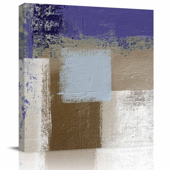 Framed Canvas Wall Art for Living Room Purple Brown Abstract Painting Wall Decor, Modern Art Paint Aesthetic Paintings for Bedroom Office Kitchen, Ready to Hang Artwork Wall Pictures 8x8 Inch