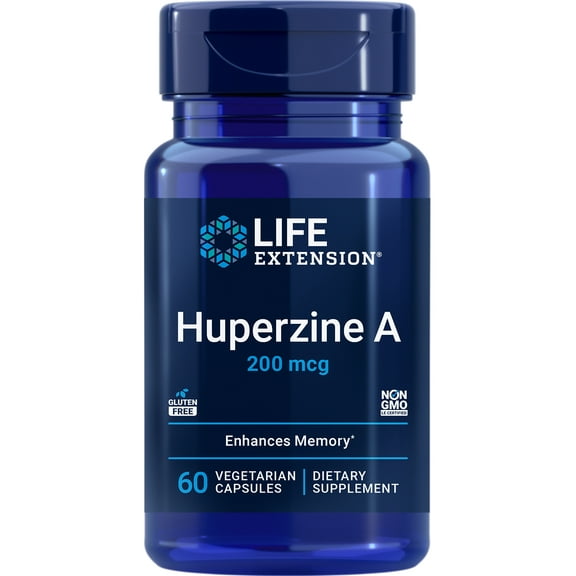 Life Extension Huperzine A 200 mcg – Huperzine A Supplement for Brain Health and Enhance Memory – Toothed Clubmoss Herb Extract Formula - Gluten-Free, Non-GMO, Vegetarian – 60 Capsules