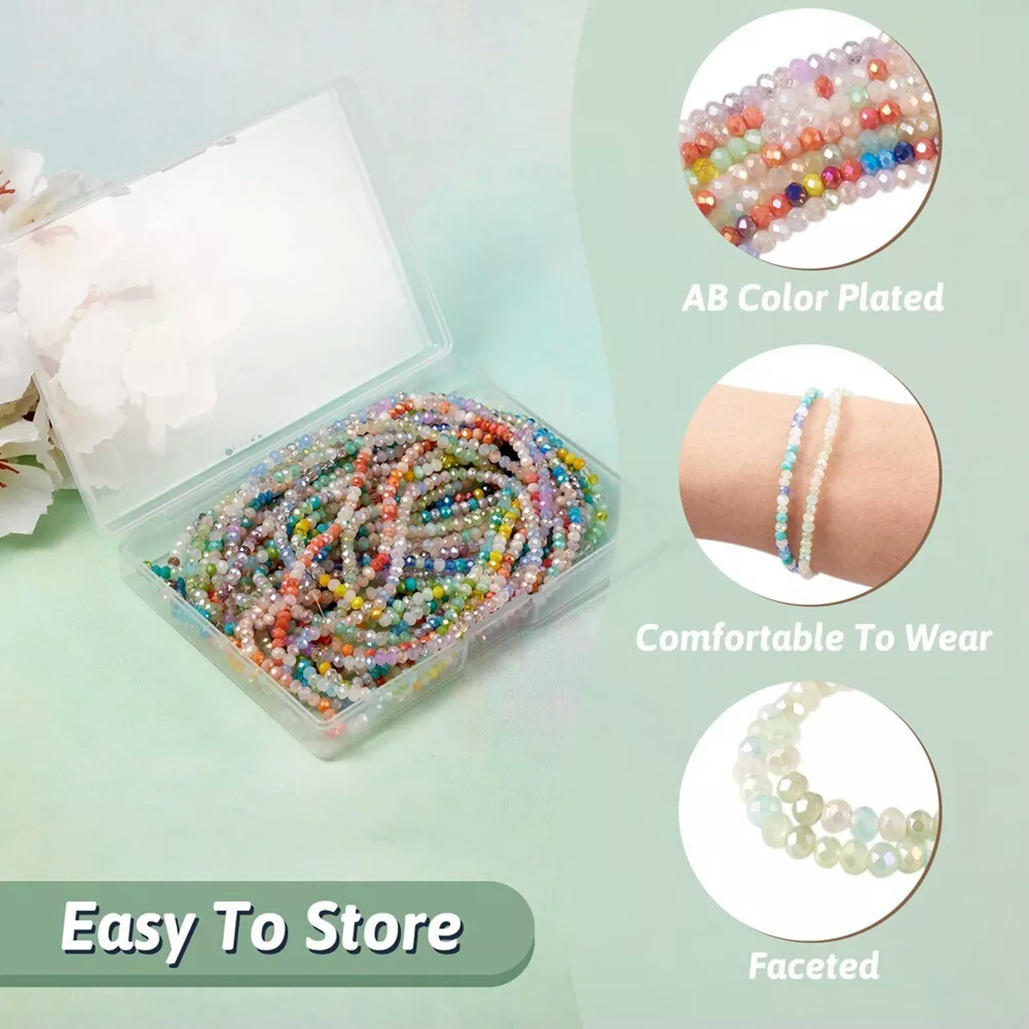 U8MO 14Strands/Box AB Color Plated Faceted Rondelle Electroplate Glass Beads 3x2.5mm