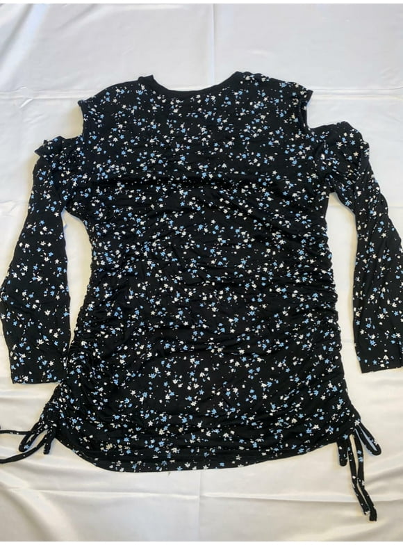 INC International Concepts Women's Printed Cold Shoulder Sweater Black Size XL