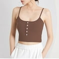 thumbnail image 2 of Jinhomg Womens Cotton Knit Tank Tops Casual Spaghetti Strap Camisole Lightweight Button Down Square Neck Crop Tops Cute Y2K Going Out Wear Coffee L, 2 of 7
