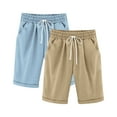 thumbnail image 2 of 2 Pack Girls Casual Bermuda Shorts Kids Knee Length High Waisted Summer Shorts Comfy Drawstring Short Pants with Pockets, 2 of 4