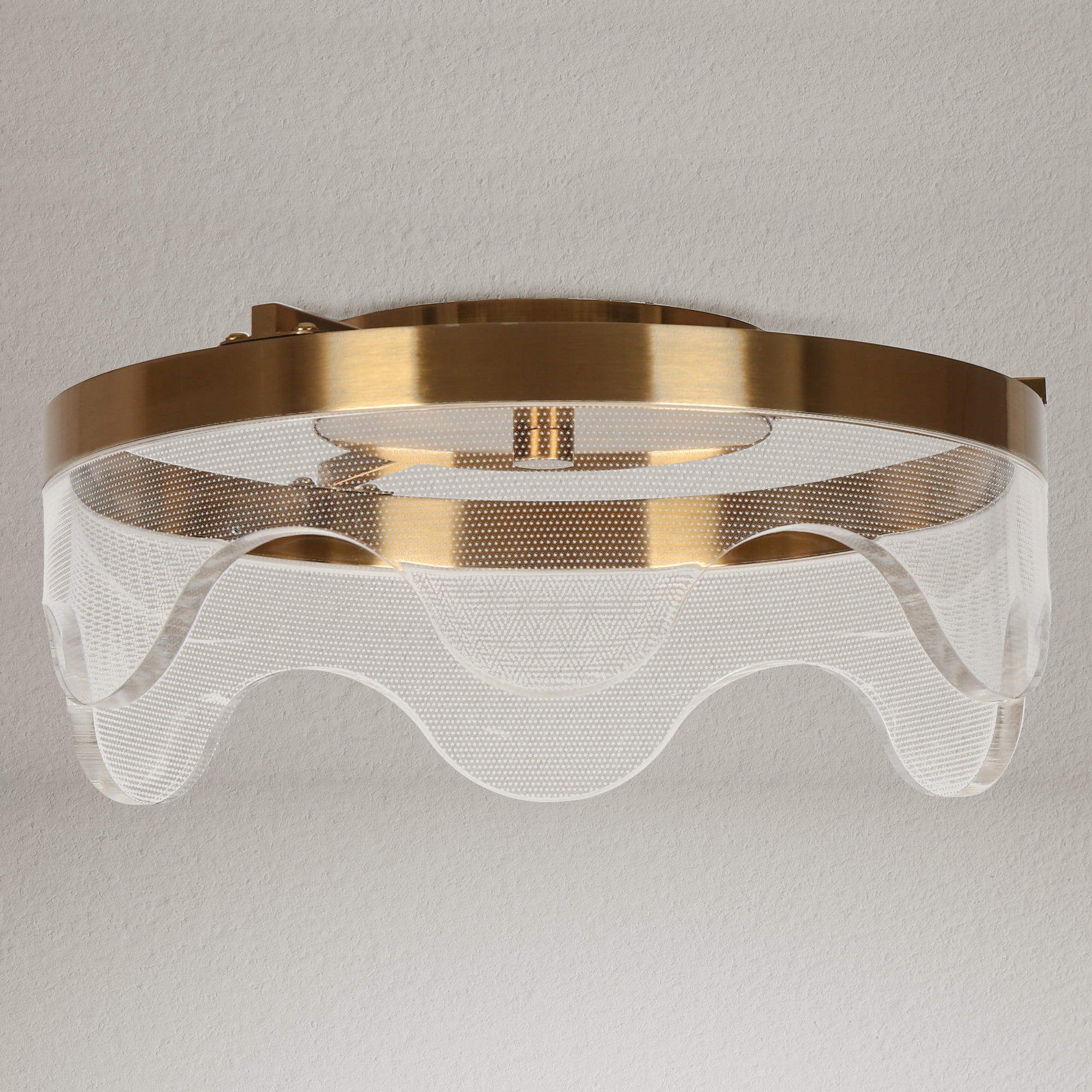 Awtisfin 13-in Polished Gold Indoor 1 -Light LED Flush Mount Light with Clear Glass Acrylic Shade