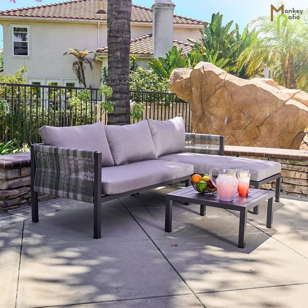 Monkey Patio Delamere Modern Outdoor Sectional Sofa With Chaise Contemporary Wicker In Low Profile Com Monkey Patio Delamere Modern Outdoor, Low Profile Outdoor Furniture