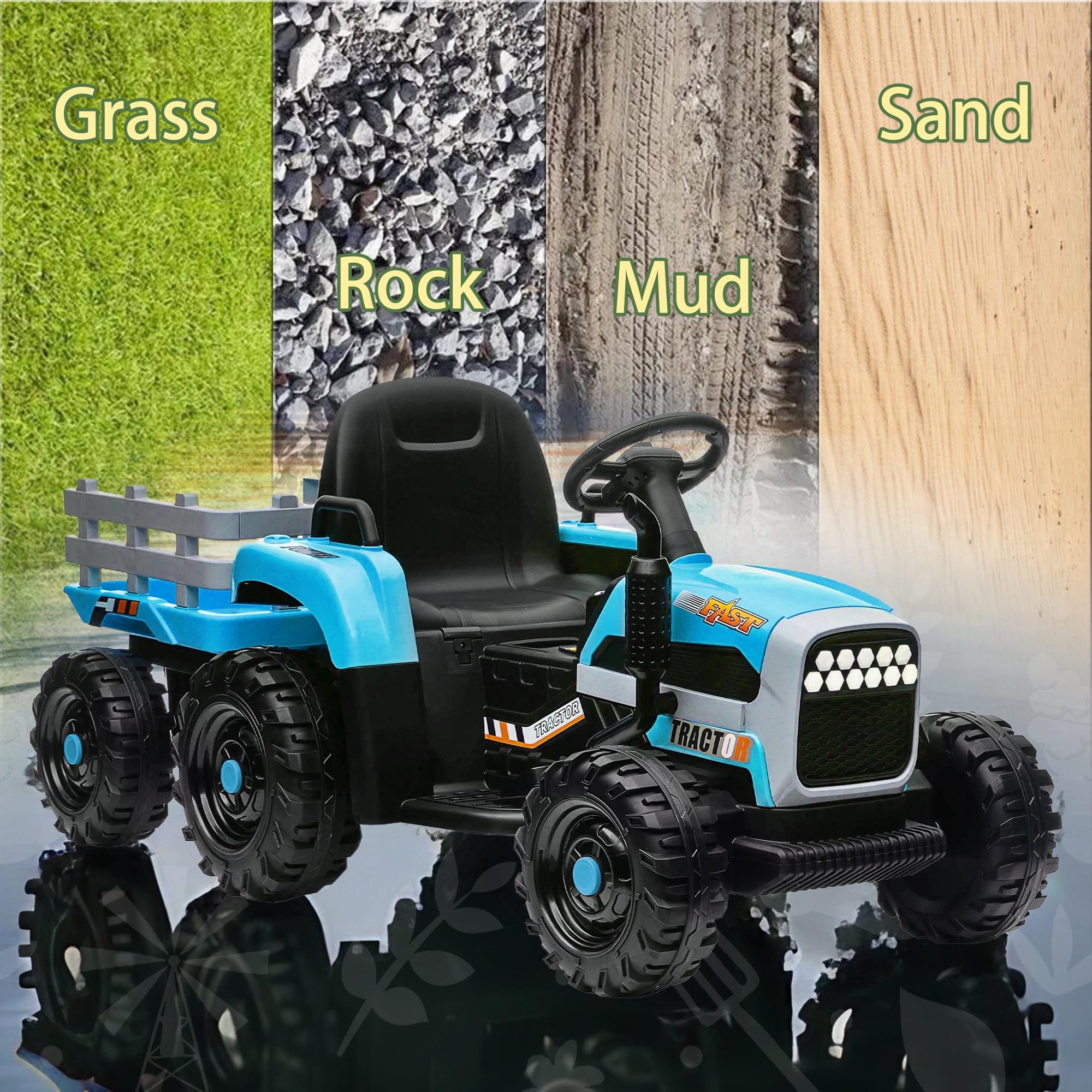Xuanlur 24V Ride on Tractor with Remote Control, 24V Ride on Toy for Big Kids 3+, Kids Electric Vehicles Power Car Wheels with 400W Motor, USB, LED light, Bluetooth, 3 Speed Adjustable (Orange)
