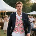 thumbnail image 3 of Yuyamidu Santa Claus Mens Suit Vest Pink Christmas Business Formal Dress Vests for Men Snowman Casual Wedding Tuxedo Party Waistcoat Size 4XL, 3 of 7