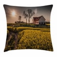 thumbnail image 1 of Country Home Throw Pillow Cushion Cover, Old Abandoned Rural House Floral Meadow Idyllic Village Pastoral Landscape, Decorative Square Accent Pillow Case, 18 X 18 Inches, Multicolor, by Ambesonne, 1 of 2