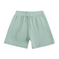 thumbnail image 3 of AJTQTH Kids 2PC Set Newborn Toddler Solid Color Summer Clothes Boys Girls Unisex Crewneck Short-Sleeved Tops Tees Tshirts Drawstring Straight-Leg Short Pants Trunks Green 6 Months, 3 of 8