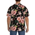 thumbnail image 5 of Vsdgher Rose Flowers Print Men's Wrinkle Free Untucked Cuban Shirt Business Casual Button Down Shirts Short Sleeve Shirt, 5 of 7