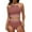 Brown, variant on BUIGTTKLOP Bikini Sets for Women's High Waisted Sporty Two Piece Swimsuits Color Block Cheeky High Cut Bathing Suits