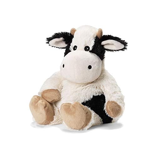 warmies 13” Black and White Cow Stuffed Animal, Microwavable Heated Plushies and Weighted Soft Plush Toys