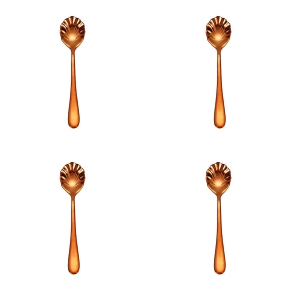 4-Piece Shell-Shaped Stir Spoons,Stainless Steel Teaspoons, Vintage Mini Coffee Spoons for Sugar, Dessert, Espresso, Cappuccino, Demitasse, Home & Bar