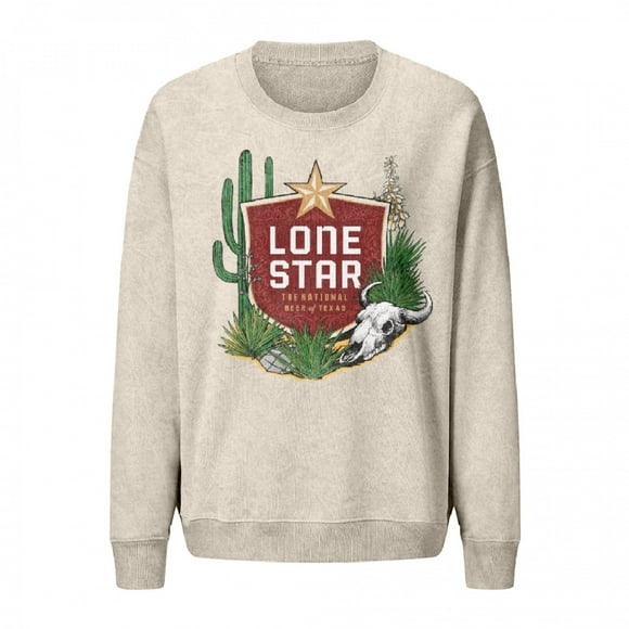 Lone Star Beer Texan Desert Mineral Wash Women's Crew Sweatshirt-2XLarge