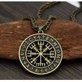 thumbnail image 4 of Collar Vikingo Hombre con Colgante de Brújula VegVisir, Amuleto Nordico Vintage, Collar Runas Vikingas - Bronze MADIOLA Vegvisir, 4 of 6