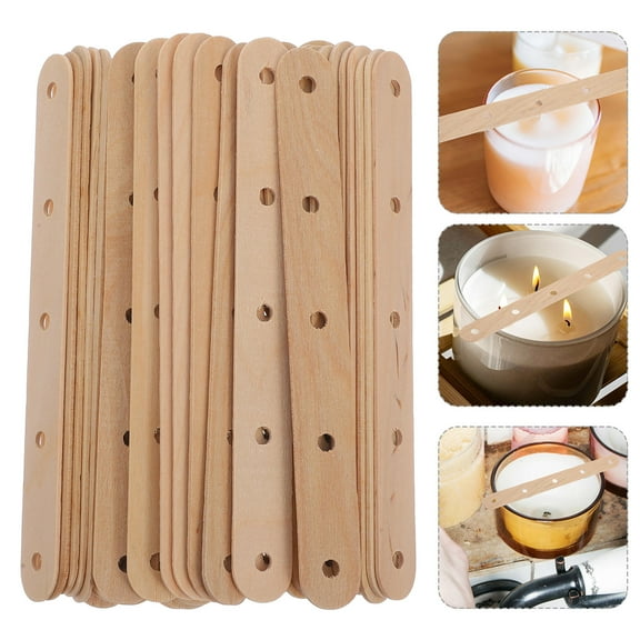 UPGRATOR Candle Wick Holder 50Pcs Wooden Sticks for Wick Centering and Securing Beginners