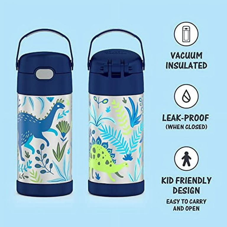  THERMOS FUNTAINER 12 Ounce Stainless Steel Vacuum Insulated Kids  Straw Bottle, Dinosaur Kingdom: Home & Kitchen
