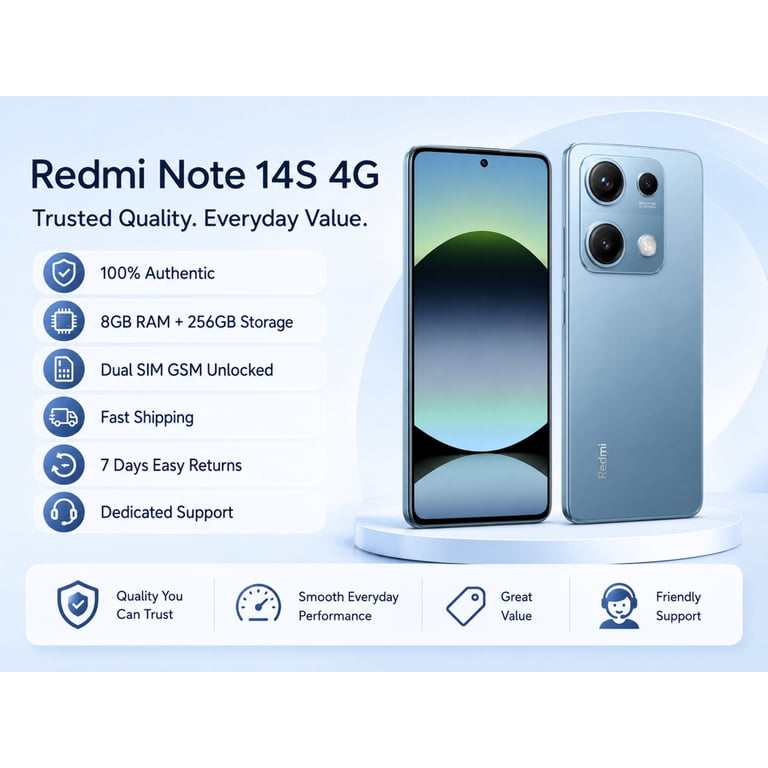 Xiaomi Redmi Note 14S 4G 256GB ROM 8GB RAM Dual Sim GSM Unlocked