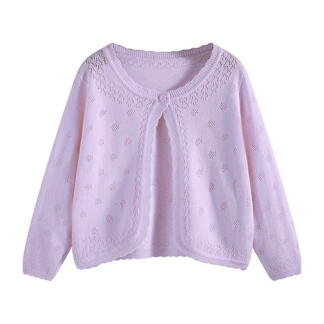 aidice Vêtements pour Tout-Petits Décontractés Col Rond à Boutons Ouvert Confortable Ajouré Cardigans d'Automne pour Fille