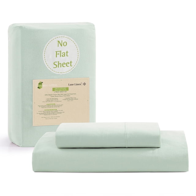 Juego de sábanas ajustables LANE LINEN Twin XL, 100% algodón orgánico, 2 piezas
