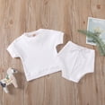 thumbnail image 4 of IROINNID Infant Girl's Solid Ribbed Stitch Tops Shorts Outfits Set, 4 of 9