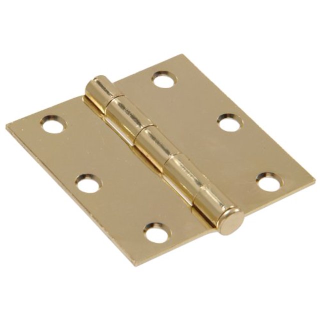 Hillman Hardware Essentials 851240 Residential Square Corner Door Hinges with Removable Pin Brass 3"