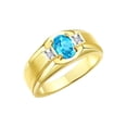 thumbnail image 3 of RYLOS Men's Rings 14K Yellow Gold Classic 7X5MM Oval Gemstone & Diamond Ring Blue Topaz December Birthstone Rings For Men, Gold Rings Size 10, 3 of 7