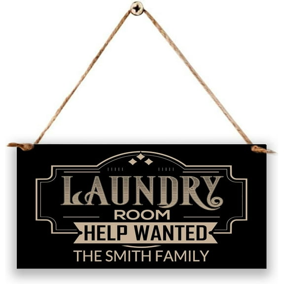 Novelty Custom Laundry Room Wood Signs Help Wanted Family Name Sign for Home Decor?Rustic Plaque Board Funny Hanging Wooden Sign Customized Farmhouse Wall Signs 5x10 Inch