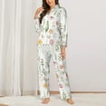 thumbnail image 2 of Pofeuu Wildflower Watercolor 2 Print Womens Pajamas Set Long Sleeve Sleepwear Button Down Nightwear Soft Pj Lounge Sets Button Down Pajamas Women-Medium, 2 of 7