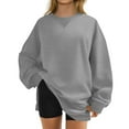 thumbnail image 2 of HOMBOM Plain Sweatshirt for Women Gray Trendy Crew Neck Pullover Lightweight Long Sleeve Womens Tops, 2 of 6