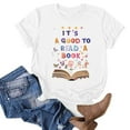 thumbnail image 2 of Women's Flora Book Graphic Tees Short Sleeve Loose Fit Flowy Tunic Tops Dressy Casual Tops Vintage Round Neck Blouse Summer Clothes for Teen Girls Fashion 2024 Book Lover T shirts White T Shirts S, 2 of 3