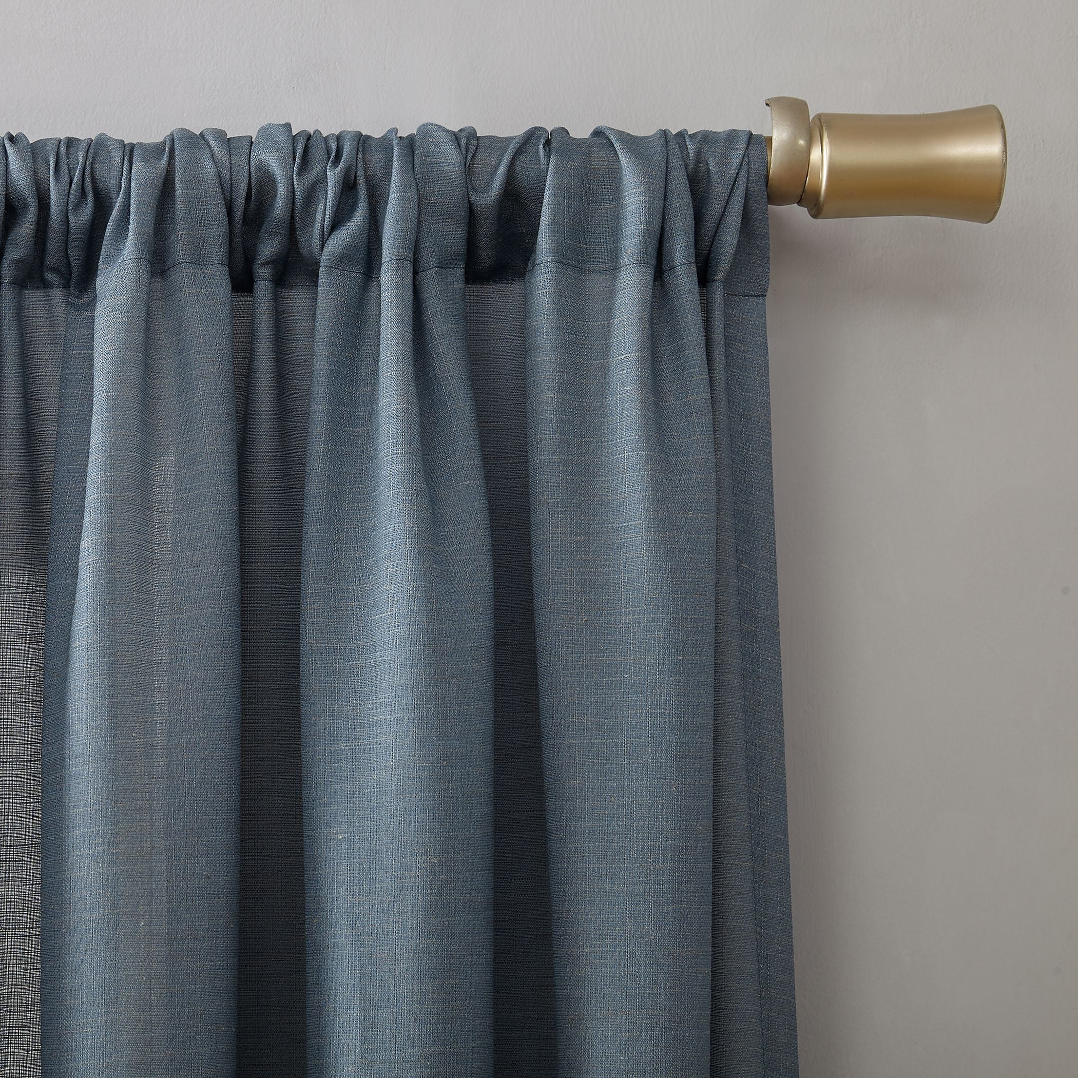 No. 918 Daniela 1-Piece Linen Blend Semi-Sheer Rod Pocket Curtain Panel, 54"x63", Denim Blue