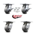 thumbnail image 2 of 4 Inch Thermoplastic Caster Set with Ball Bearing 4 Swivel Lock and 2 Brake SCC, 2 of 2