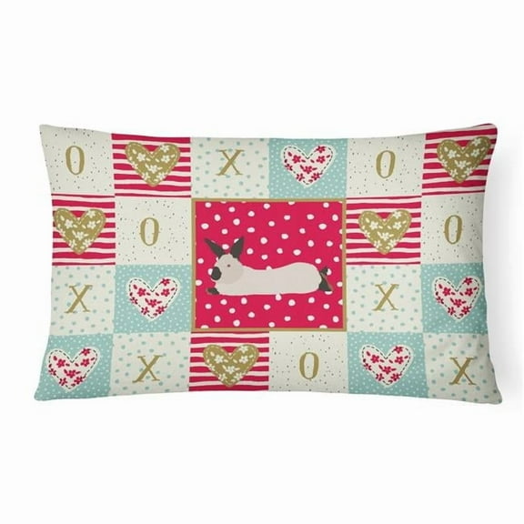 Carolines Treasures CK5394PW1216 White Rabbit Love Canvas Fabric Decorative Pillow, Red, 12H x16W, multicolor