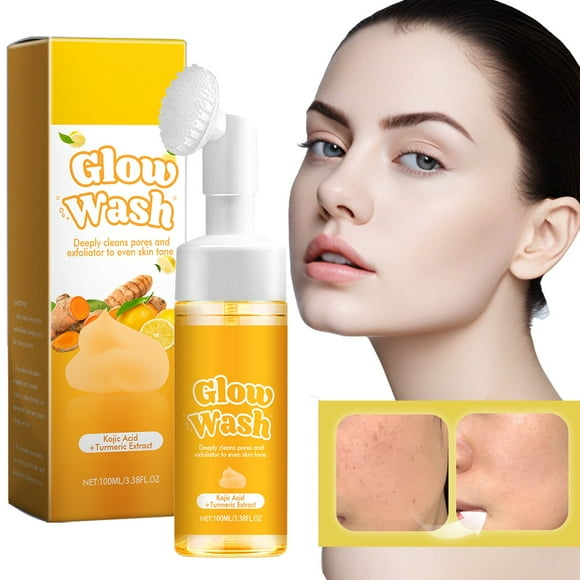 Facial Cleanser - Glow up Wash & Glow up Pads Glow Wash Wash with Brush Glow Wash & Kojic Natural Reduce Blemishes & Dark 00Ml, Facial Cleanser, Easter Makeup,Mother'S Day Gifts, Facial Cleanser