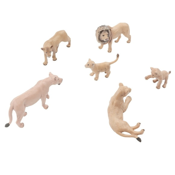 Model Set, 6 Pack Model Set, Mini Statue Vinyl Jungle Animal Family Includes Lioness And Male And , Playsets