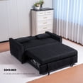thumbnail image 6 of 3-in-1 Velvet Sleeper Sofa Bed, Pull Out Couch with Adjustable Backrest, Storage Pockets & 2 Pillows, Convertible Sofa Bed for Living Room, Bedroom, Small Space Solution, Black, 6 of 10