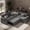 Grey, variant on YOKWOK 85.4" Convertible Sectional Sofa for Living Room, Large L-Shaped 5 Seat Plush Ribbed Fabric Sofa with Pull Out Couch Bed, 3-In-1 Sleeper Sofa Bed with Hidden Storage Space, Black