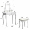 thumbnail image 7 of Gymax Makeup Dressing Vanity Table Set w/ Mirror 4 Drawers Wooden Stool White, 7 of 7