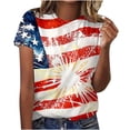 thumbnail image 2 of Lenago Hauts d'Été Grande Taille Printemps pour Femmes Mode T-shirt Décontracté à Manches Courtes Col Rond Imprimé Blouse Tenues du 4 Juillet pour Femmes, 2 of 5