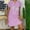 Purple, variant on Sakmal Cotton Linen Dresses for Women Mini Casual Boho Tshirt Dress Green V Neck Floral Short Sleeve Ladies Sundress L