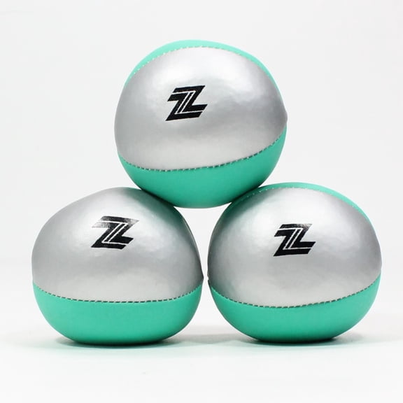 Zeekio Nova Juggling Ball Set - Stretch Bean Bag 4 Panel 120g Ball - Set of 3 Balls (Teal/Silver)