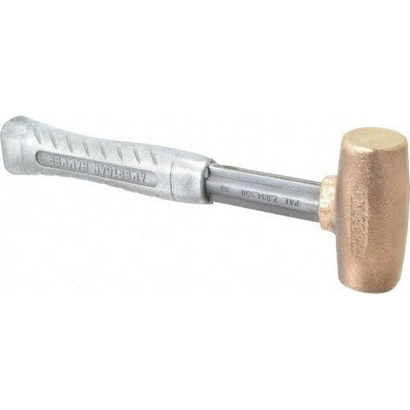 American Hammer 3 Lb Head 1-1/2" Face Brass Head Hammer 11-1/2" OAL, Aluminum Handle