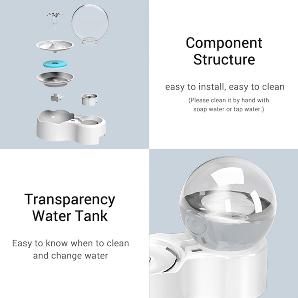 Cats Water Fountain Whispering Quiet Water Dispenser 77OZ Filtered Automatic Drinking Bowl for Cats Dogs Small Pet