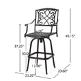 thumbnail image 3 of Rustic Industrial Bar Stool-Metal Swivel Barstools-Counter Bar Height-Vintage Farmhouse Kitchen Breakfast Cafe Stool-with Backrest & Armrests, 3 of 6